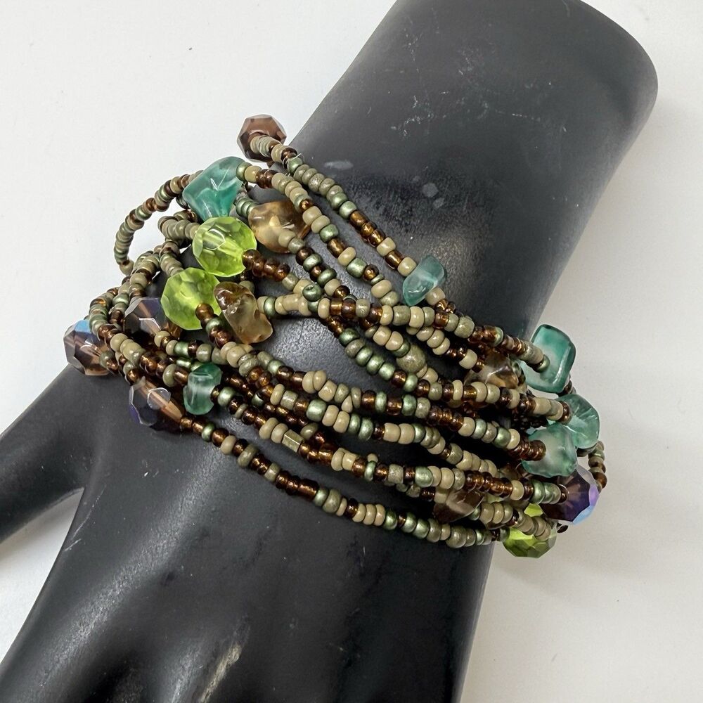 Calypso Studio Handmade Art Glass 10 Strand Beaded Stretch Bracelet New